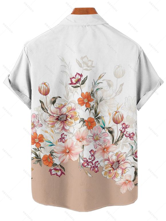 Vacation Couple Outfit Flower Leaf Print Print Belt Dress and Shirt Set - Blanc S | US 4