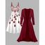 Ensemble de vacances 2 pièces, robe à bretelles spaghetti à imprimé géométrique et haut ouvert sur le devant - Rouge Vineux XXXXL | US 18