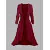 Ensemble de vacances 2 pièces, robe à bretelles spaghetti à imprimé géométrique et haut ouvert sur le devant - Rouge Vineux XXXXL | US 18