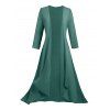 Manteau long en mousseline de soie ouvert sur le devant, couleur unie, manches 3/4 - Vert profond S | US 4