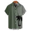 Chemise boutonnée à imprimé cocotiers ombré pour homme, idéale pour les vacances à la plage - Vert clair 5XL