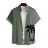 Chemise boutonnée à imprimé cocotiers ombré pour homme, idéale pour les vacances à la plage - Vert clair 5XL