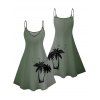 Robe de vacances à imprimé cocotiers ombré, mini-robe à bretelles spaghetti pour la plage - Vert clair XXXXXL | US 20