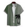 Vacation Couple Outfit for Beach Ombre Coconut Tree Print Mini Dress and Shirt Set - Vert clair S | US 4