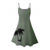 Vacation Couple Outfit for Beach Ombre Coconut Tree Print Mini Dress and Shirt Set - Vert clair S | US 4
