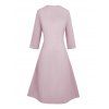 Manteau long en mousseline de soie ouvert sur le devant, couleur unie, manches 3/4 - Rose clair XXL | US 14