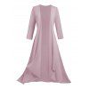 Manteau long en mousseline de soie ouvert sur le devant, couleur unie, manches 3/4 - Rose clair XXL | US 14