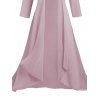 Manteau long en mousseline de soie ouvert sur le devant, couleur unie, manches 3/4 - Rose clair XXL | US 14
