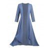 Manteau long en mousseline de soie ouvert sur le devant, couleur unie, manches 3/4 - Bleu Ciel XXL | US 14