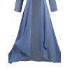 Manteau long en mousseline de soie ouvert sur le devant, couleur unie, manches 3/4 - Bleu Ciel XXL | US 14