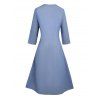 Manteau long en mousseline de soie ouvert sur le devant, couleur unie, manches 3/4 - Bleu Ciel XXL | US 14