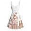 Robe de vacances à imprimé floral et feuilles ombré, robe à ceinture froncée - Blanc XXXXXL | US 20