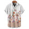 Chemise de vacances pour homme, boutonnée, imprimé feuilles et fleurs ombré - Blanc 5XL