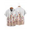 Chemise de vacances pour homme, boutonnée, imprimé feuilles et fleurs ombré - Blanc 5XL