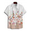 Chemise de vacances pour homme, boutonnée, imprimé feuilles et fleurs ombré - Blanc 5XL