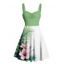 Robe de vacances mini-robe à imprimé floral et feuilles avec buste froncé - Vert clair XXXXXL | US 20