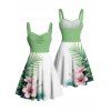 Robe de vacances mini-robe à imprimé floral et feuilles avec buste froncé - Vert clair XXXXXL | US 20