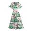 Robe de vacances fendue à imprimé floral et feuilles tropicales pour la plage - Vert clair XXL | US 14