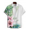 Chemise de vacances pour homme, boutonnée, imprimé fleurs et feuilles - Blanc 5XL