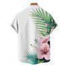 Chemise de vacances pour homme, boutonnée, imprimé fleurs et feuilles - Blanc 5XL