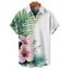 Chemise de vacances pour homme, boutonnée, imprimé fleurs et feuilles - Blanc 5XL