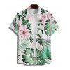 Chemise de vacances pour homme, boutonnée, imprimé floral tropical, pour la plage - Vert clair 5XL