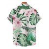 Chemise de vacances pour homme, boutonnée, imprimé floral tropical, pour la plage - Vert clair 5XL