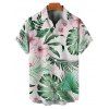 Chemise de vacances pour homme, boutonnée, imprimé floral tropical, pour la plage - Vert clair 5XL