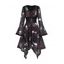 Robe gothique à imprimé tête de mort et roses, empiècement en dentelle et boucle, robe mouchoir - Noir XXL | US 14