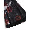 Robe gothique à imprimé tête de mort et roses, empiècement en dentelle et boucle, robe mouchoir - Noir XXL | US 14