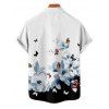 Chemise de vacances pour homme, boutonnée, imprimé floral papillon colorblock - Noir 5XL