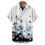 Chemise de vacances pour homme, boutonnée, imprimé floral papillon colorblock - Noir 5XL