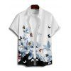 Chemise de vacances pour homme, boutonnée, imprimé floral papillon colorblock - Noir 5XL