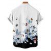 Vacation Couple Outfit Butterfly Floral Print Ruched Belt Dress and Shirt Set - Noir S | US 4
