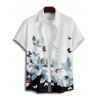 Vacation Couple Outfit Butterfly Floral Print Ruched Belt Dress and Shirt Set - Noir S | US 4