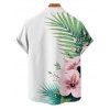 Vacation Couple Outfit Flower Leaf Print Ruched Bust Mini Dress and Shirt Set - Vert clair S | US 4