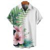 Vacation Couple Outfit Flower Leaf Print Ruched Bust Mini Dress and Shirt Set - Vert clair S | US 4