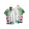 Vacation Couple Outfit Flower Leaf Print Ruched Bust Mini Dress and Shirt Set - Vert clair S | US 4