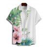 Vacation Couple Outfit Flower Leaf Print Ruched Bust Mini Dress and Shirt Set - Vert clair S | US 4