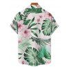 Vacation Couple Outfit for Beach Tropical Leaf Floral Print Slit Dress and Shirt Set - Vert clair S | US 4