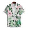 Vacation Couple Outfit for Beach Tropical Leaf Floral Print Slit Dress and Shirt Set - Vert clair S | US 4