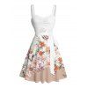 Vacation Couple Outfit Flower Leaf Print Print Belt Dress and Shirt Set - Blanc S | US 4