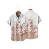 Vacation Couple Outfit Flower Leaf Print Print Belt Dress and Shirt Set - Blanc S | US 4