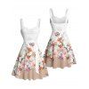 Vacation Couple Outfit Flower Leaf Print Print Belt Dress and Shirt Set - Blanc S | US 4