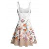 Vacation Couple Outfit Flower Leaf Print Print Belt Dress and Shirt Set - Blanc S | US 4