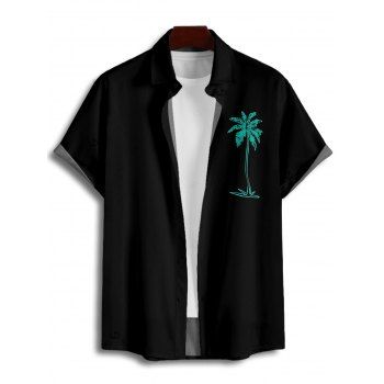 Vacation Couple Outfit Tropical Leaf Print Pocket Long Dress and Shirt Beach Set