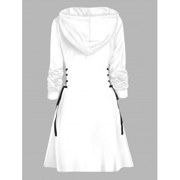 Sunflower Letter Print Hoodie Dress Lace Up Drawstrings Mini Dress with Hooded