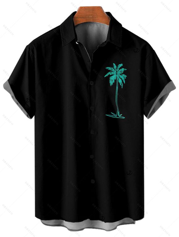 Chemise de vacances pour homme, boutonnée, imprimé cocotier, idéale pour la plage - Vert XXXXXL | US 20