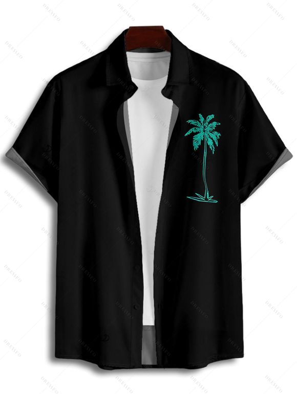 Chemise de vacances pour homme, boutonnée, imprimé cocotier, idéale pour la plage - Vert XL | US 12
