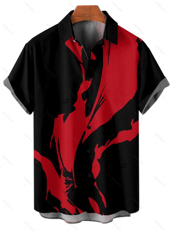 Chemise boutonnée imprimée gothique pour homme pour Halloween - Noir 5XL